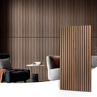 Art3d 2 Wood Slat Acoustic Panels for Wall and Ceiling - 3D Fluted Sound Absorbing Panel with Wood Finish - Walnut Covering 1.44㎡