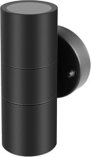 Outdoor Wall Lights, Up Down Mains Powered Lighting, Black Stainless Steel IP44 Waterproof, Exterior Wall Sconce for Indoor, Front Door, Patio, Hallway, Porch, Garden, Garage, Post
