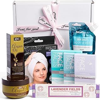 Pamper Gifts for Women, Whole Body Head-to-Toe Hamper Spa Gift Set, Self Care Kit, Relaxation Box, Face Mask, Butter, Hair Lavender Oil, Her Birthday Mother, Daughter, Mixed