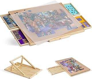 Tektalk Jigsaw Puzzle Table with Integrated Adjustable Stand/Bracket and Removable Cover, for Up to 1000/1500 Pieces (With Integrated Adjustable Stand & Removable Cover)