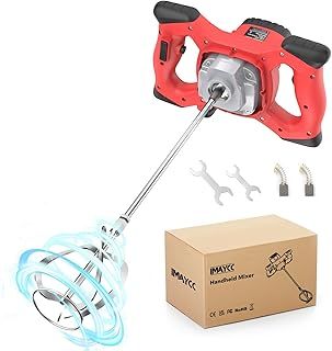 IMAYCC Portable Concrete Cement Mixer 2100W Electric Paddle Mixer Adjustable 6 Speed Handheld Plaster Grout Paint Thinset Mortar Paddle Mixer Drill Mixer Stirring Tool