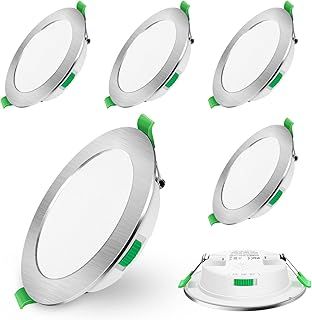 7W LED Recessed Ceiling Light, Dimmable 230V Downlights Ultra Slim 90-100mm Cutout, CCT Selectable Warm White 3000K Neutral White 4000K Cool White 6500K, LED Spotlights for Bathroom Kitchen, 6 Pack