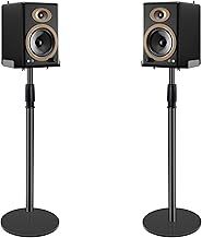 BQKOZFIN Adjustable Height Speaker Stands with Cable Management, Extend 78 to 130CM Floor Speaker Stand Holds Satellite Speakers & Bookshelf Speaker up to 6KG Per Stand, 1 Pair (Black)