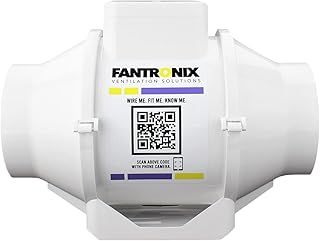 Fantronix TUBE Extractor Fan Easy Operation With Light Switch and Run-on-Timer. Loft or attic, Dimensions: 246mm (L) x 190mm (H) x 167 mm (W), Spigot: 86mm Diameter for 100mm duct connection – White