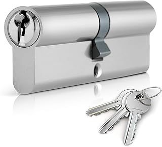 XFORT® Chrome 50/50 Euro Cylinder Lock (100mm), Euro Door Barrel Lock with 3 Keys, Anti-Bump, Anti-Drill and Anti-Pick Door Lock with Key to Ensure High Security for Wooden, UPVC and Composite Doors.
