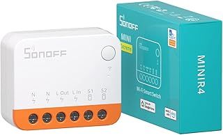 SONOFF Wi-Fi Smart Switch 10A 2400W, Smart Relay Switch Light Switch Works With Alexa/Google Home Assistant, Remote Control Smart Scheduled Switch, Neutral and Live Wires Required, MINIR4