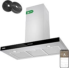 CBCS9102 90cm Cooker Hood Wall Mount Chimney Hood Recirculating&Ducting 650 m³/h with 4 Speed WIFI APP Touch Control Kitchen Extractor Fan with CBCF003 Carbon Filters