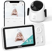 BOIFUN Wifi Video Baby Monitor Camera, App & Screen Control,1080P 360° Camera, Motion & Sound Detection, Auto Tracking, Night Vision, Two-way Audio, Smart Feeding Reminder, Humidity&Temperature Sensor