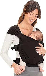 Baby Wrap Carrier Slings, Easy to Wear Adjustable Soft Infant Baby Carrier Hybrid for Boy or Girls, Baby Carriers for Newborn up to 35 lbs, Boba Bliss (Black Bliss)