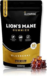 Lions Mane Supplement Sugar Free Vegan Halal Gummies-60 Mushroom Gummies 1000mg Immune Support Gummies (Two Months Supply) Not Lions Mane Powder or Capsules Blueberry Flavor