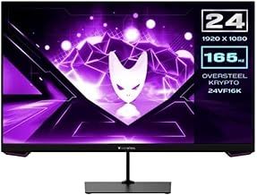 Oversteel - KRYPTO Gaming Monitor LED 24'' FullHD (1920x1080), VA Panel, 16:9, 1ms, 165 Hz, HDMI, Display Port, UK Plug, Black