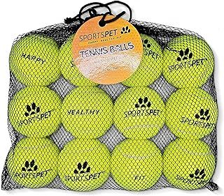 SPORTSPET Tennis Balls for Dogs - Extra Bouncy - Non Toxic - Durable - Long Lasting - Floats (Tennis Balls Standard (12 Pack)) (64mm)