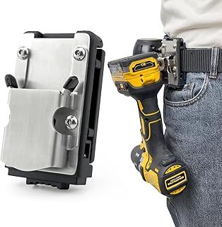 Drill Holster for Belt - Clip-on Tool Belt Holder, Toughbuilt 304 Stainless Steel Tool Clips for Hooks Clips Tools, for Cordless Drill, Impact, Nailer, Tape Measure