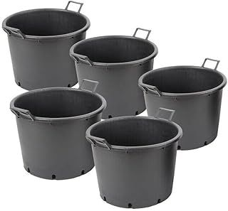 Muddy Hands Pack of 5-30 Litre Heavy Duty Large Plastic Plant Pots with Handles Outdoor Garden Vegetable Salad Flower Tree Planters Containers