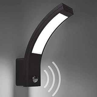 CGC Lighting LED Outdoor Wall Lights Mains Powered, Natural White 4000K, 10W, 900lm, Outside Lighting (Grey PIR)