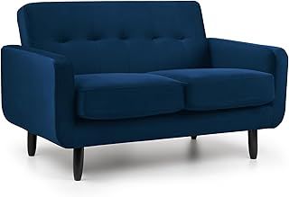 OLSO 2 Seater Sofa - Lavish Velvet Sofa 2 Seater, Ideal Sofa for Living Room or Sofa for Bedroom, Stylish Living Room Sofa, Sofa for Bedroom (Blue)