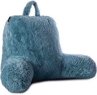 Milliard Reading Pillow with Shredded Memory Foam/Lumbar Support, Back Rest Support Pillow with Luxury Faux Fur Removable Cover - Perfect for Sitting, Reading, or Gaming (45 x 38cm), Color May Vary