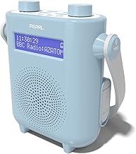 Pearl Blue DAB/DAB+ FM Radio – Waterproof IPX5 Shower Speaker, Wireless Bluetooth, Rechargeable Battery, 80 Presets, LED Display