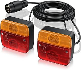 eSynic Trailer Light Set Professional 2pcs 12v Rear Tail Light Trailer Lights Waterproof Brake Indicator Trailer Light Set With 7.5 m Cable Working as Indicator Lights,Tail Rear Lights (E-Mark)