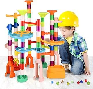 Marble Run,135PCS Building Construction STEM Toy Set for Kids Age 3-12Year,Solid Marble Race Track,Easy to Assemble Learning Educational Marble Rush,Gifts for Boys Girls