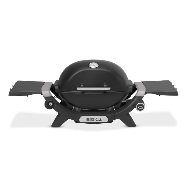 Weber Q 1200N Gas Barbecue with Side Tables/Lightweight Grill for Camping, Patios and Balconies with High Performance Burner, Porcelain Enamel Grills and Electronic Ignition, Black
