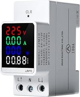 Jadeshay Electric Meter,AC80-270V 100A Energy Meter Single Phase Digital Ampermeter Voltmeter Power Consumption Electricity Usage Monitor Din Rail,with Backlight LCD Display
