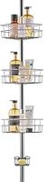 VEVOR Shower Corner Caddy Tension Pole, 39" to 125" High, Multi-Functional Shower Tension Pole with Strong Load-Bearing Tray, Rust-Proof Easy-to-Install Tension Pole, Fit for Bathroom,Conical