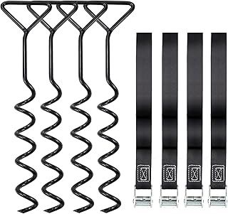 Trampoline Anchor Kit, Bogeer Heavy Duty Trampoline Ground Anchor Kit, Trampoline Tie Down Kit for Trampolines, Swings, Garden Sheds, Playhouses