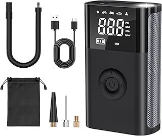 CaRSun Cordless Tyre Inflator Air Compressor, Handheld Mini Air Pump Compressor,150 PSI Car Pump,Electric Bike Pump Auto-Off for Car,Motorcycle,Bicycle,Balls.