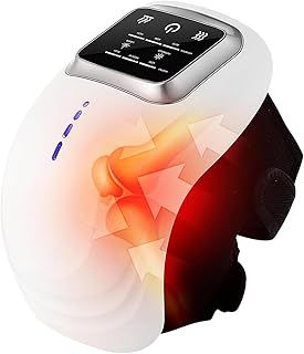Heated Adjustable Temperature Wireless Knee Massager, LED Screen, Wearable Rechargeable Knee Massager for Swollen and Painful Joints(Silver)