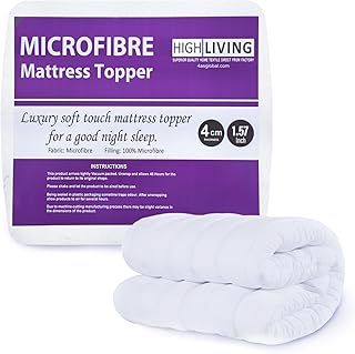 HIGH LIVING Microfibre Mattress Topper Basic 4cm Super soft Single Double King Super King Elasticated Corner Straps (King)