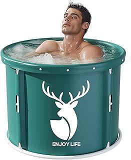 Portable Foldable Ice Bath Tub for Adults, Bathtub for Outside Cold Plunge, Large Cold Water Therapy Ice Recovery Pod, Bathroom Soaking Bathtubs for Shower 80x65cm