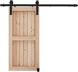5FT/152cm Sliding Barn Door Hardware Closet Set for Single Wooden Door, Modern Black Sliding Door Kits,Upgrade