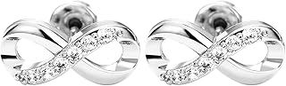 ALLY-MAGIC Infinity Earrings Silver Sparkling Cubic Zirconia Studs Earrings Jewelry for Women Girl Y4-2205-02