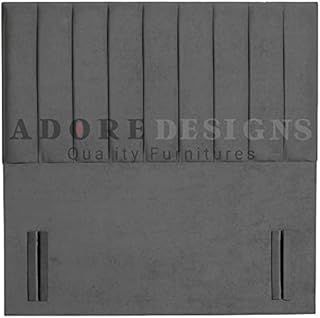 Floor Standing Divan Bed Headboard | Portland Plush Velvet Headboards for 4ft6 Double Size Bed | Elegant design with wooden material headboards for beds (Grey, 4ft6 Double Height-50inch)