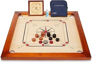 Premium Carrom Board Set – 33 x 33” Official Size playing board Including Carrom Men,Striker & Powder - Hardwood edges for better rebound – Made in India – Great value for all players