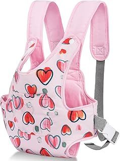 Baby Doll Carrier - Soft Cotton, Front & Back Carrying, Adjustable Straps for 14" to 18" Dolls (Pink)