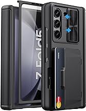 SIXBOX for Samsung Galaxy Z Fold 5 Case with Hinge Protection & Card Holder, Built-in Screen Protector & Sliding Lens Cover, Sturdy Durable Protective Phone Cover Case for Galaxy Z Fold 5, Blue