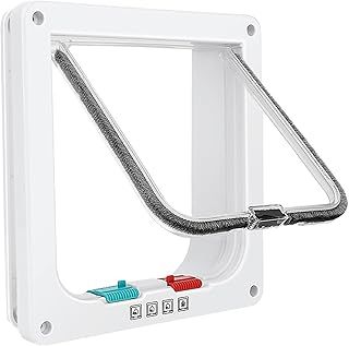 Cat Door for Windows, Pet Doors and Sliding Door, Safety Pet Door with 4 Way Lock, Weatherproof Cat Flap for Thin Door and Wall(Medium, 17cm x 16cm Flap)