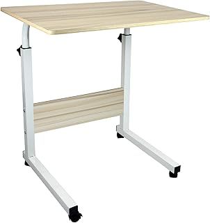 simpahome Height Adjustable Mobile Table Workstation Laptop Overbed Multi Table with Metal Frame & Rolling Castors - Black