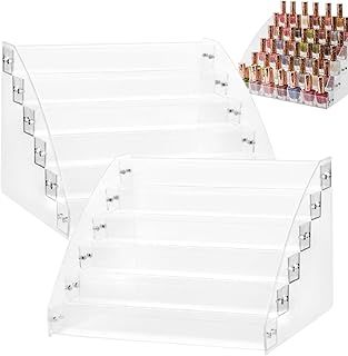 6 Tier Nail Polish Organiser, 2PCS Nail Polish Stand Display Storage Holder Shelf Acrylic, Nail Polish Rack for Essential Oil, Tattoo Ink, Paint, Sunglasses Display,Up to 60 Bottles