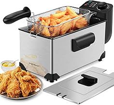 Aigostar Deep Fryer 2200W, 3L, 304 Food Grade Stainless Steel, Temperature Control, Removable Oil Basket, Silver - Agni 30RGS