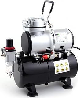 Airbrush Mini Compressor FD-186 with Powerful Constant Working Pressure/Strong Airflow/3L Air Tank, Regulator, Moisture trap for hobby, food decoration, body tattoo, graphic and so on