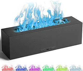 Flame Diffuser for Essential Oils - 200ml Ultrasonic Aroma Diffusers with 7 Color Flame Light Aromatherapy Diffuser & Cool Mist Humidifier for Home, Office, Bedroom (Grey)