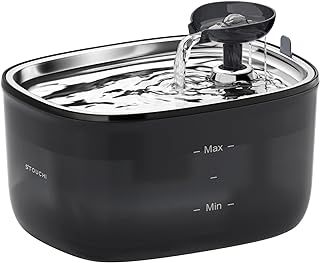 Cat Water Fountain,Super Quiet Stouchi Stainless Steel Cat Fountain 2.5L Cat Water Fountain for Drinking,LED Light,BPA Free with 2 Filters,Cat Dog Water Fountain Easy to Clean,Transparent Water Tank