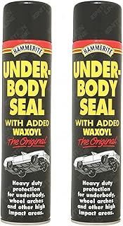 HM Hammerite 2x 600ml Underbody Vehicle Seal With Waxoyl Black Underseal Aerosol Can Kills Rust Prevents Reappearance heavy-duty protection Flexible weather proof skin