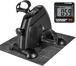 AGM Mini Exercise Bike Pedal Sit Down, Under Desk Bike with LCD Display for Legs and Arms, Non-Slip Mat Included