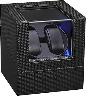 ANWBROAD Double Watch Winder for Automatic Watches Watch Rotator with Super Quiet Motor Flexible Watch Pillows LED Backlight Watch Turner Watch Shaker 5 Modes Battery or USB Upgraded JWW001B