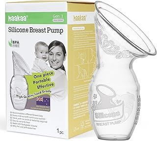 haakaa Silicone Manual Breast Pump, Food Grade Silicone, Adjustable Suction, Lightweight & Portable Manual Breastfeeding Pump, 4oz/100ml
