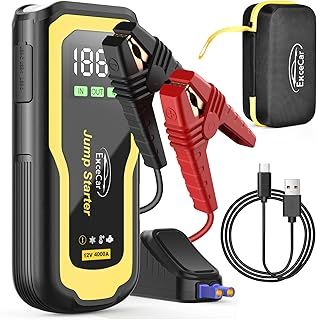 lifBetter 4000A Portable Jump Starter Power Pack, 12V Car Battery Booster Jump Starter Power Pack(Up to 10.0L Petrol and 6.5L Diesel Engines) with LCD Screen, 3 modes LED Flashlight (4000A)